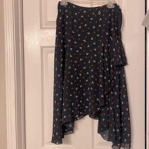 Sheer navy blue midi skirt